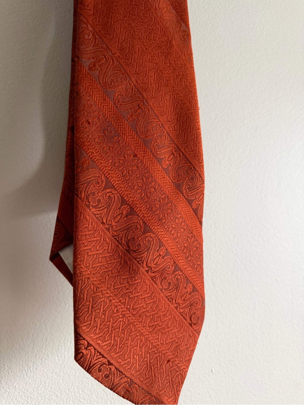 Vintage Liebert Burnt Orange Jacquard Tie | Paisley Geometric Retro